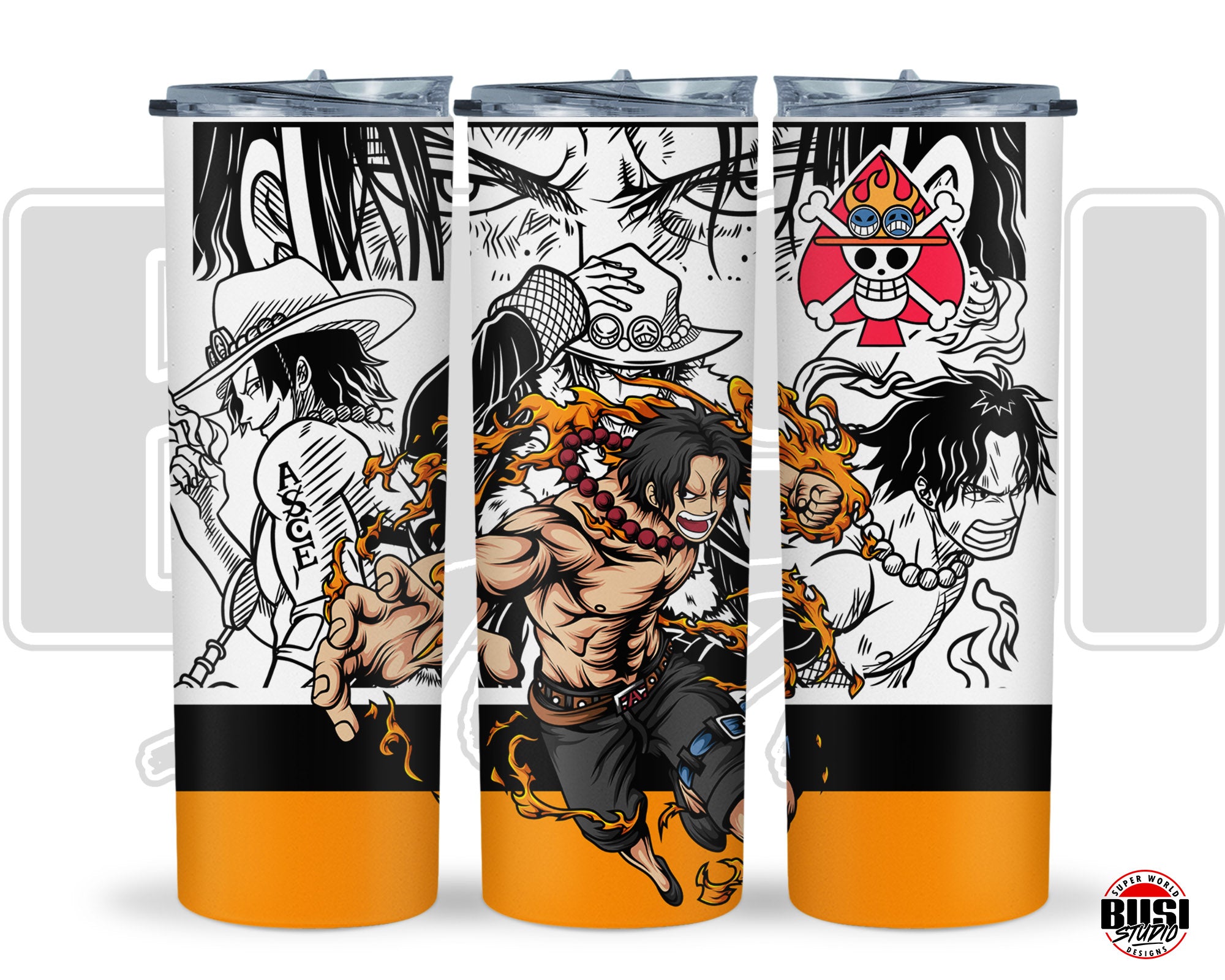 Vaso Tumbler Térmico 15oz y 20oz | Anime Colección Pirata (Ace)