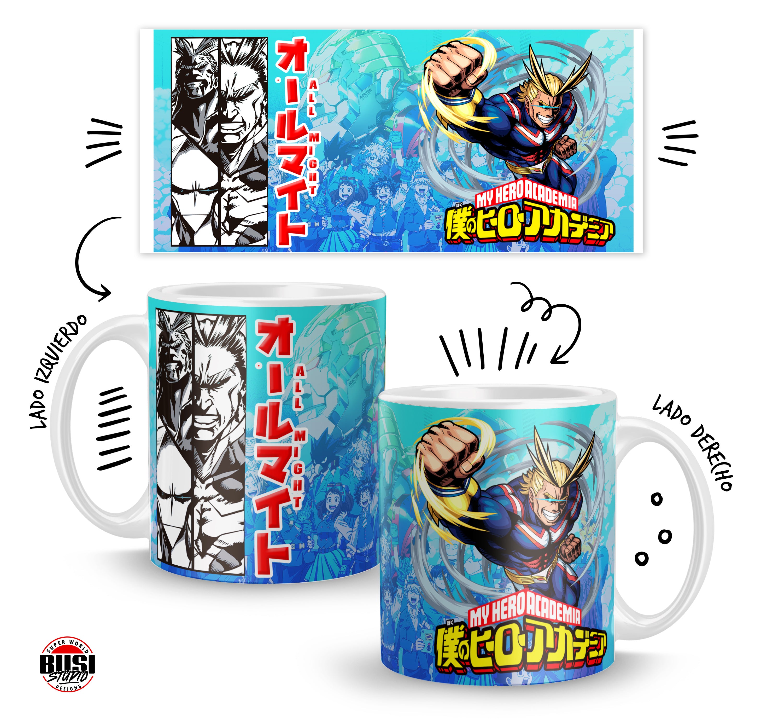 Taza de 11oz | Personaje de Anime All Might