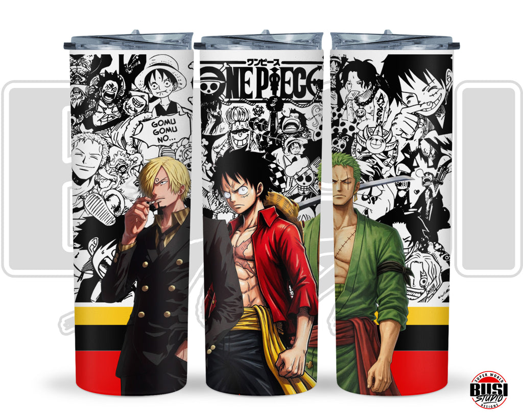 Vaso Tumbler Térmico 15oz y 20oz | Anime Colección Piratas  (Sanji x Luffy x Zoro)