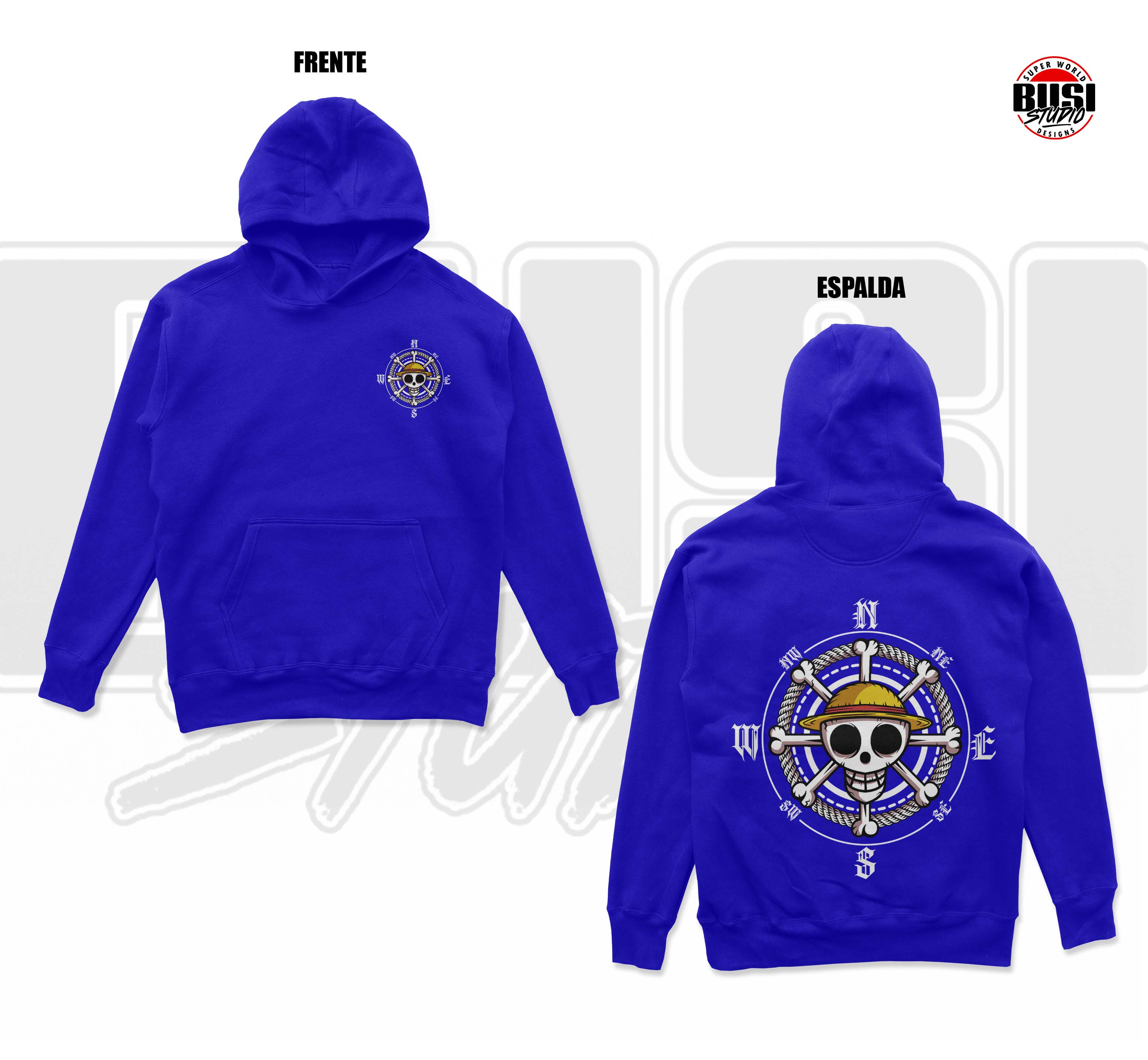 Hoodie Azul Royal Calavera Pirata | Colección Anime