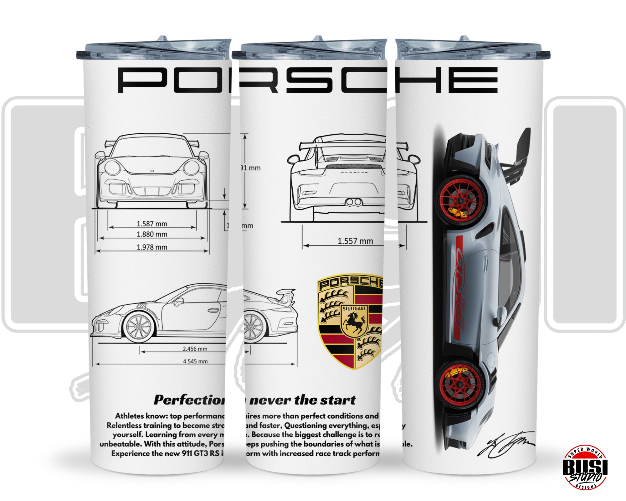 Vaso Tumbler Térmico 15oz y 20oz | Diseño Técnico Automotriz Porsche